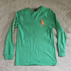 Polo Ralph Lauren green/orange long sleeved mens tee XL (18-20)